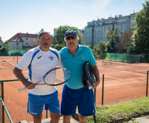 Phenomenal Czech football players Antonin Panenka and Karol Dobias at Brumlovka Tennis Cup