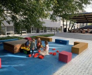 Children's corner with soft surface and blocks for children